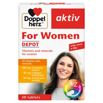Illustration of the product packaging Doppelherz aktiv For Women DEPOT front view
